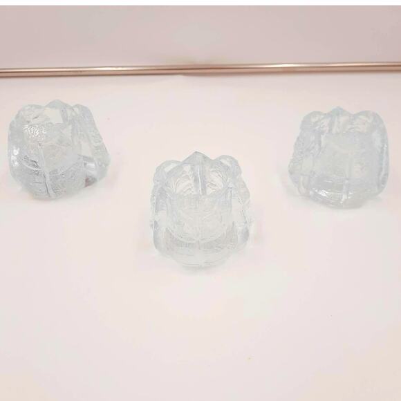 Set of 3 Eden Swedish Glass votive candle holders Signed Orrefors ca:1981-2001 - Picture 3 of 16